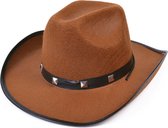 Rubies Carnaval verkleed hoed voor een cowboy - met studs - bruin - polyester - heren/dames