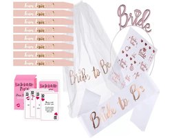 Bride to be 31-delig feestpakket Vrijgezellenfeest vrouw - Team bride - Bride to be sjerp - Bride to be sluier - Vrijgezellenfeest met het hele bride team - Team bride sjerp - Bride to be 9 personen