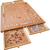 Puzzelbord met Opbergsysteem - 6 Lades - Geschikt voor 1500 Stukjes - Houten Puzzeltafel - Puzzelplank - Puzzelmap - Portapuzzle - Puzzelplaat - 92x68cm