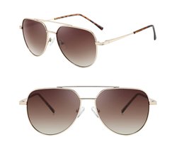 Fako Sunglasses® - Pilotenbril - Piloot Zonnebril - Heren Zonnebril - Dames Zonnebril - Model Clark - Goud - Bruin