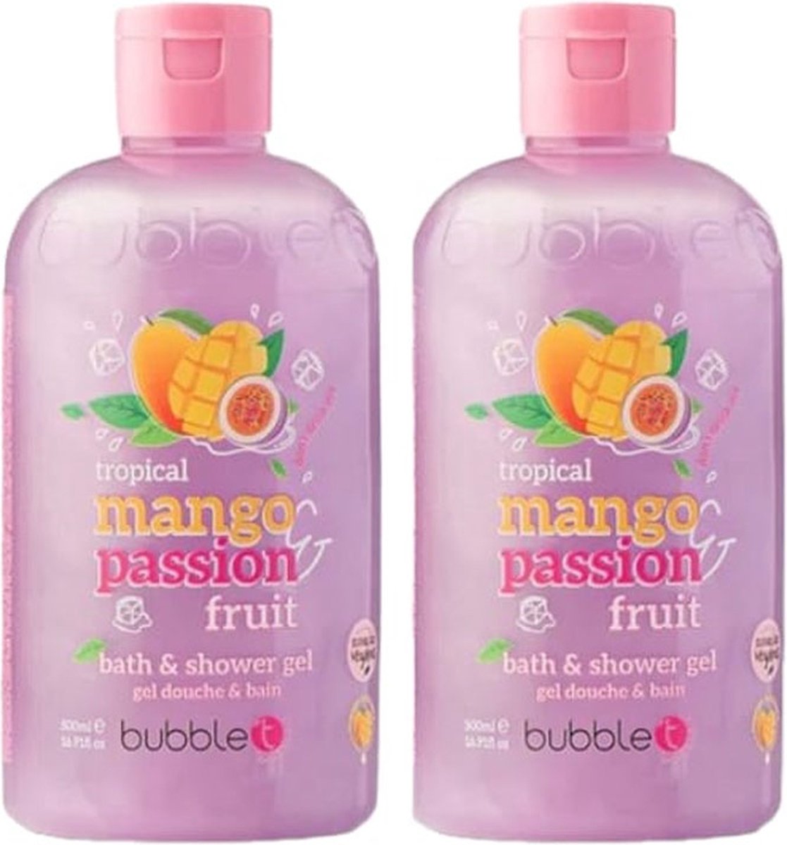 Goedkoopste BubbleT | Bad & Doucheschuim | Mango & Passievrucht (500ml) | 2 stuks | Mango & Passievrucht Smoothie Douche gel | Kleurrijk | Vrolijk Douchen | Geur & Kleur