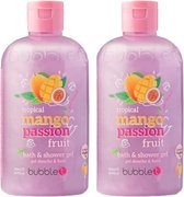 BubbleT | Bad & Doucheschuim | Mango & Passievrucht (500ml) | 2 stuks | Mango & Passievrucht Smoothie Douche gel | Kleurrijk | Vrolijk Douchen | Geur & Kleur