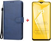 Telefoonhoesje geschikt voor Samsung Galaxy A15 blauw agenda book case hoesje + full glas screenprotector