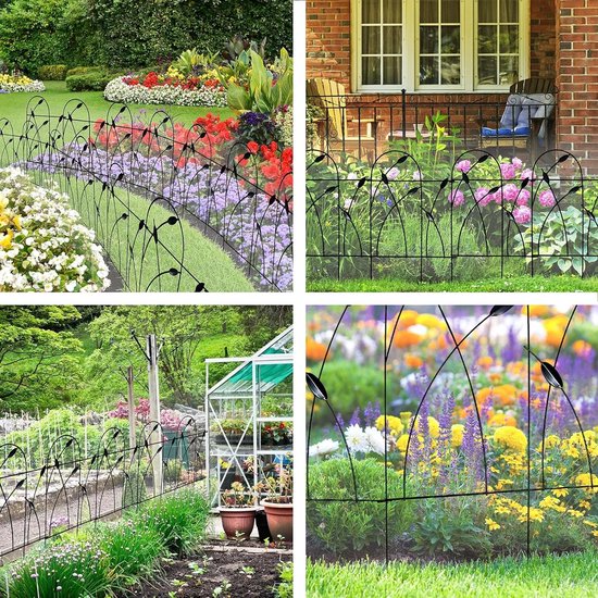 Clôture De Jardin Métallique Kapaga 81x95 Cm - Modulaire, Noire, Résistante Aux Intempéries, Pour Bordures Et Décoration