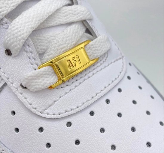 New Age Devi - Gouden AF1 Sneaker Tags en Lace Locks - Must-Have Schoenaccessoires met Stijlvolle Schoenveters