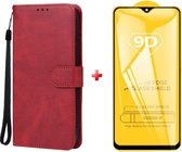 Telefoonhoesje geschikt voor Samsung Galaxy A15 rood agenda book case hoesje + full glas screenprotector