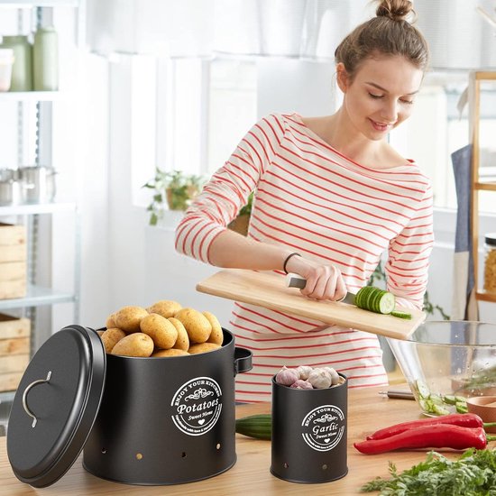Relaxdays uienpot set van 3, voor aardappelen, uien en knoflook, met