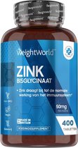 WeightWorld Zink tabletten - 25 mg Zink Bisglycinaat- 400 vegan tabletten voor meer dan 1 jaar voorraad - Natuurlijke ingrediënten
