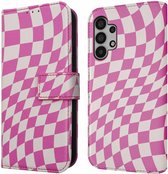 iMoshion Hoesje Geschikt voor Samsung Galaxy A32 (5G) Hoesje Met Pasjeshouder - iMoshion Design Bookcase smartphone - Roze / Retro Pink