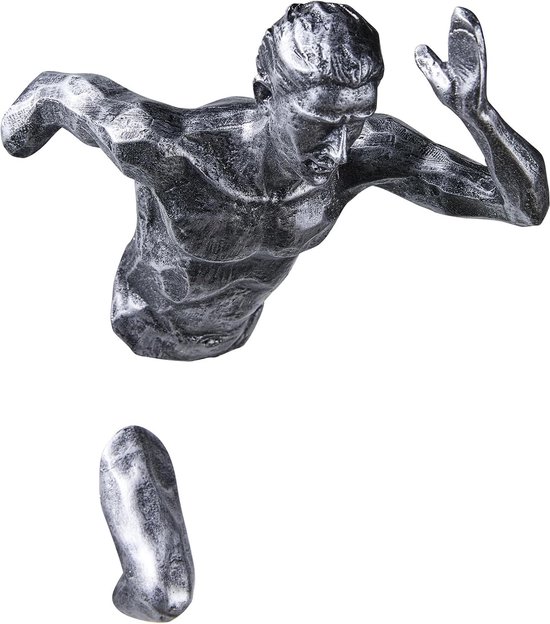 Wanddecoratie Sculptuur Klimmer Figuur Mannen lopende Sculptuur Running Standbeeld Decoratieve Figuur 3D Wandsculpturen Kliming Standbeeld Wandversiering, Kunst Muur Opknoping Sculptuur Decoratie