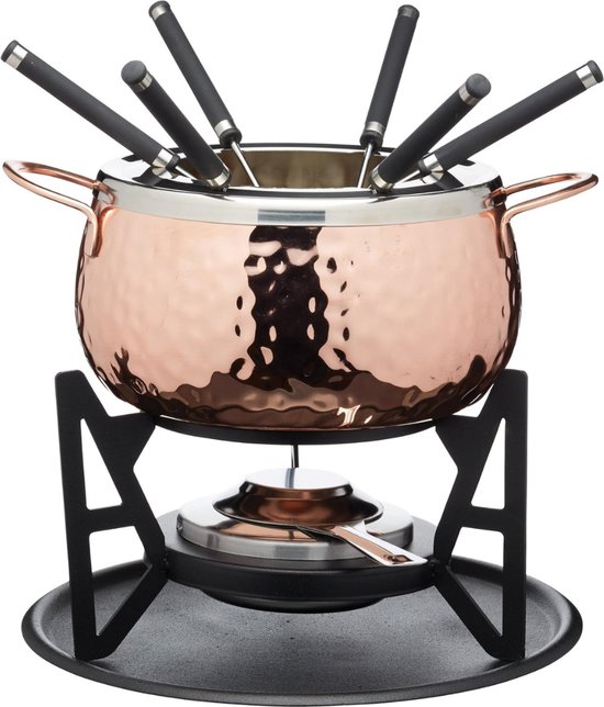 Kaasfondue Set - 6 Vorken - Roestvrij Staal - RVS - Gel Brander - Pan Voor Fondue