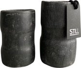 STILL - Waxinelichthouders - Theelichtouder - Black Vintage - Zwart - Set van 2 - 6.5x11 cm en 6x9.5 cm