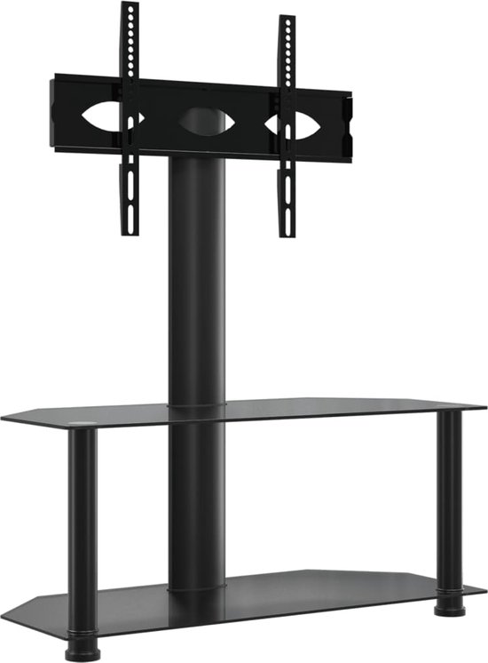 vidaXL-Tv-standaard-hoek-3-laags-voor-32-70-inch-zwart-en-zilverkleur