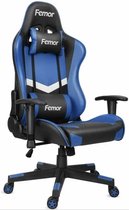 HDJ Femor Gamestoel - Ergonomisch - Gaming stoel - Bureaustoel - Verstelbaar - Comfortabele Zithoogte - Multifunctionele Armleuningen - Gamestoelen - Racing - Gaming Chair - Max Gewicht 200 kg - Zwart/Blauw