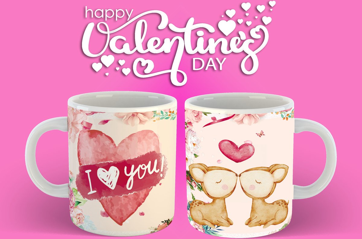 Mok Bambis Happy valentines day - Hertjes Valentijnsdag