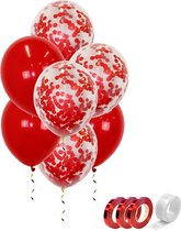 Valentijn Ballon Decoratie Romantische Versiering Ballonnen Feestversiering Rode Papieren Confetti Rood - 40 Stuks