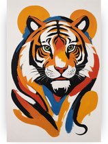 Tijger - Wilde dieren wanddecoratie - Schilderijen tijger - Modern schilderij - Canvas schilderijen - Kunst aan de muur - 50 x 70 cm 18mm