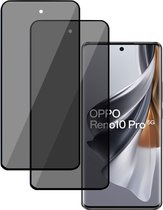 2x Privé Screenprotector geschikt voor OPPO Reno 10 Pro - Privacy Beschermglas - Privacy Proteqt+