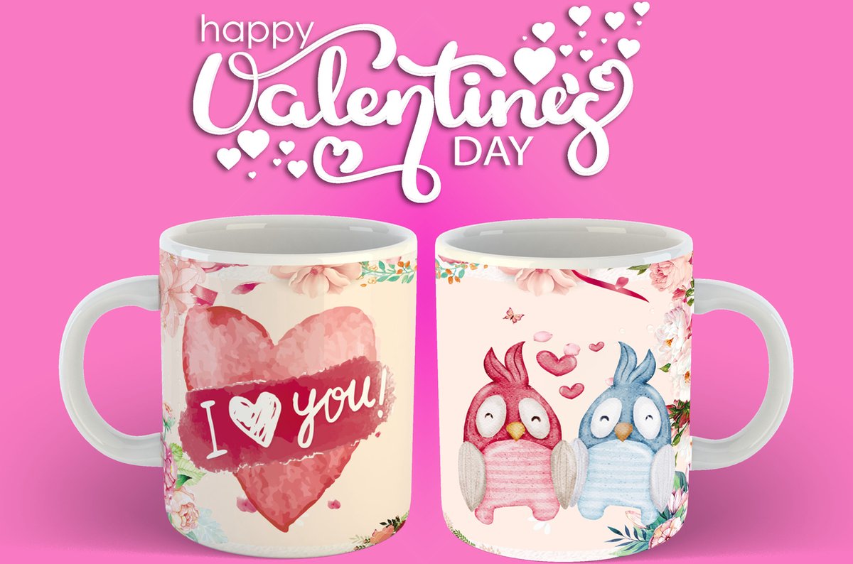 Mok Birdies Happy valentines day - Vogelsjes Valentijnsdag