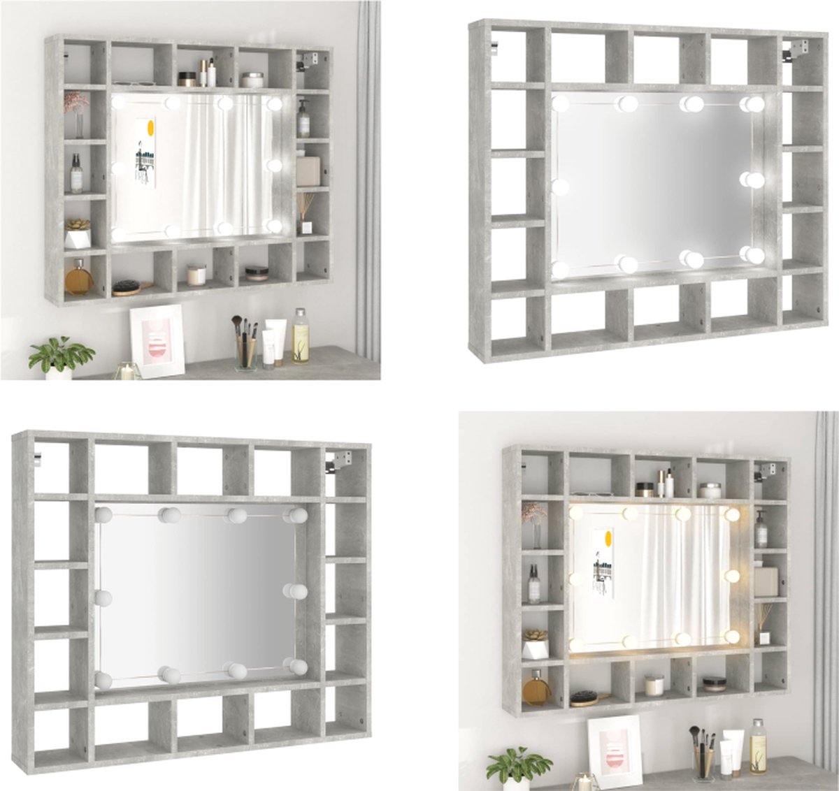 Armoire à Bijoux Murale Avec Miroir Et éclairage LED - Blanc - 37.5x10x106 Cm - Verrouillable, Nombreux Rangements
