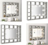 vidaXL Armoire à miroir avec éclairage LED 91x15x76-5 cm Gris béton - Armoire à miroir - Armoires avec miroire - Armoire à miroir LED- Armoire