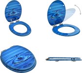 vidaXL Toiletbril met soft-close deksel waterdruppel MDF blauw - Toiletbril - Toiletbrillen - Soft-close Toiletbril - Soft-close Toiletbrillen