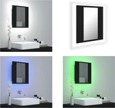 vidaXL Badkamerkast met spiegel en LED 40x12x45 cm acryl zwart - LED-spiegelkast - LED-spiegelkasten - Kast - Kasten