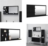 vidaXL Badkamerspiegel 90x10-5x45 cm spaanplaat zwart - Spiegel - Spiegels - Badkamerspiegel - Badkamerspiegels