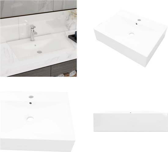 Vidaxl wastafel met kraangat 60,5x42,5x14,5 cm keramiek