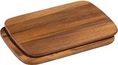 Ontbijtplankjes hout set van 2 van duurzaam acacia | broodplank | onderhoudsvriendelijk robuust 28 x 20 cm