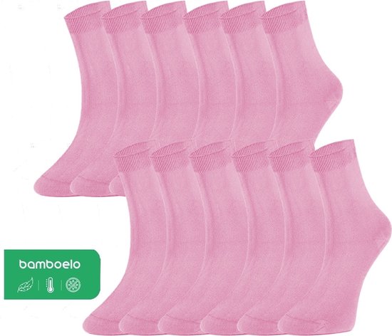 12 paar Bamboe Sokken - Kleurrijke Bamboesokken voor Dames - Bamboe Sokken - Naadloze Sokken - Maat 39/42 - Roze