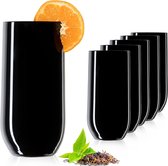 Zwarte elegante drinkglazen van glas, 280 ml (max. 370 ml) Set van 6 waterglazen Sapglazen Longdrinkglazen