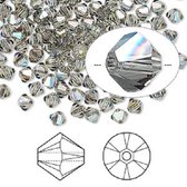 Swarovski Elements, 48 stuks Xilion Bicone kralen (5328), 4mm, black diamond AB