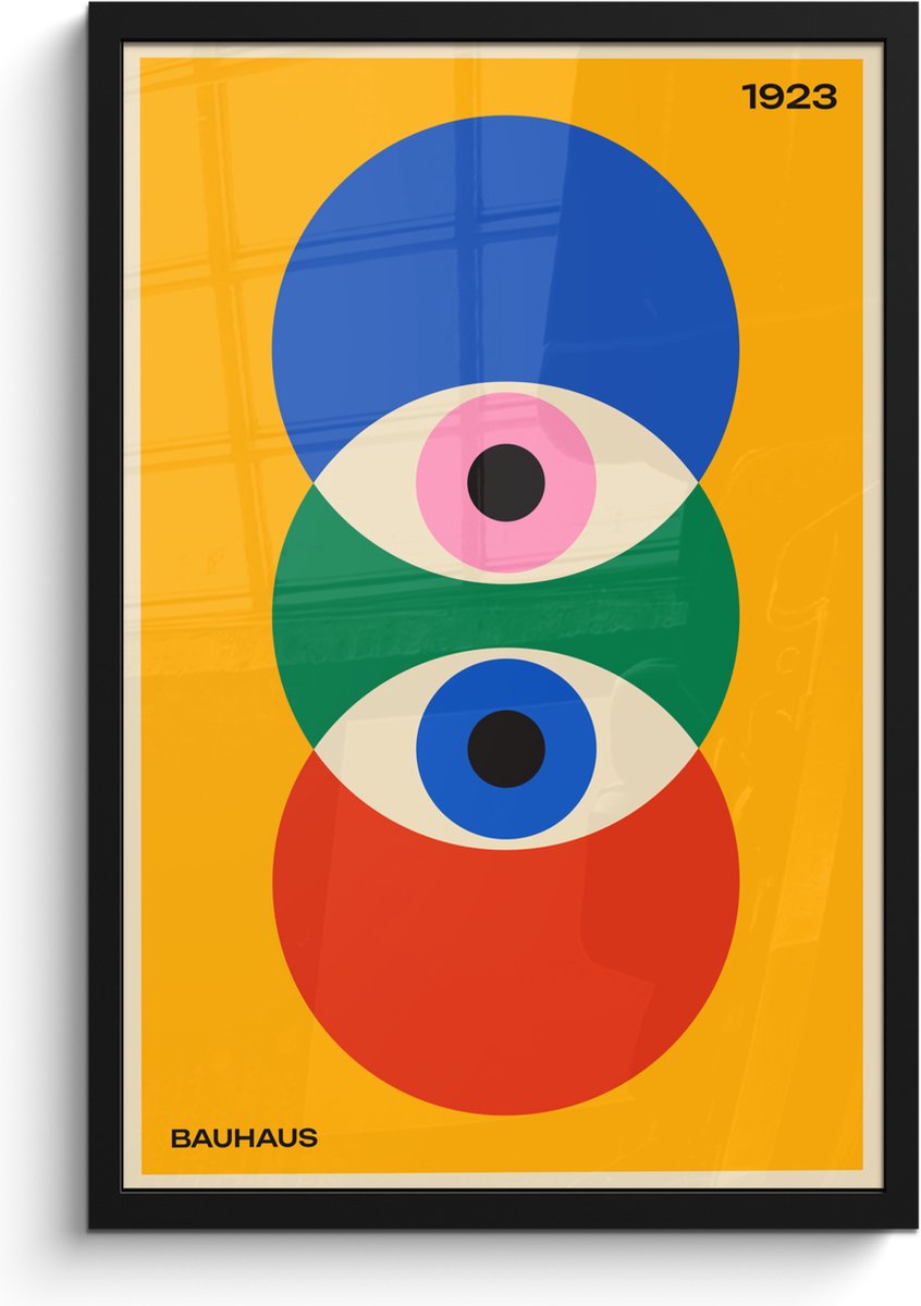 FrameYourWall Poster in lijst - Fotolijst 40x60 cm - Posters - Bauhaus - Abstract - Vintage - Kunst - Art - Posterlijst zwart - Decoratie - Wanddecoratie woonkamer - Muurdecoratie slaapkamer Kleurrijk