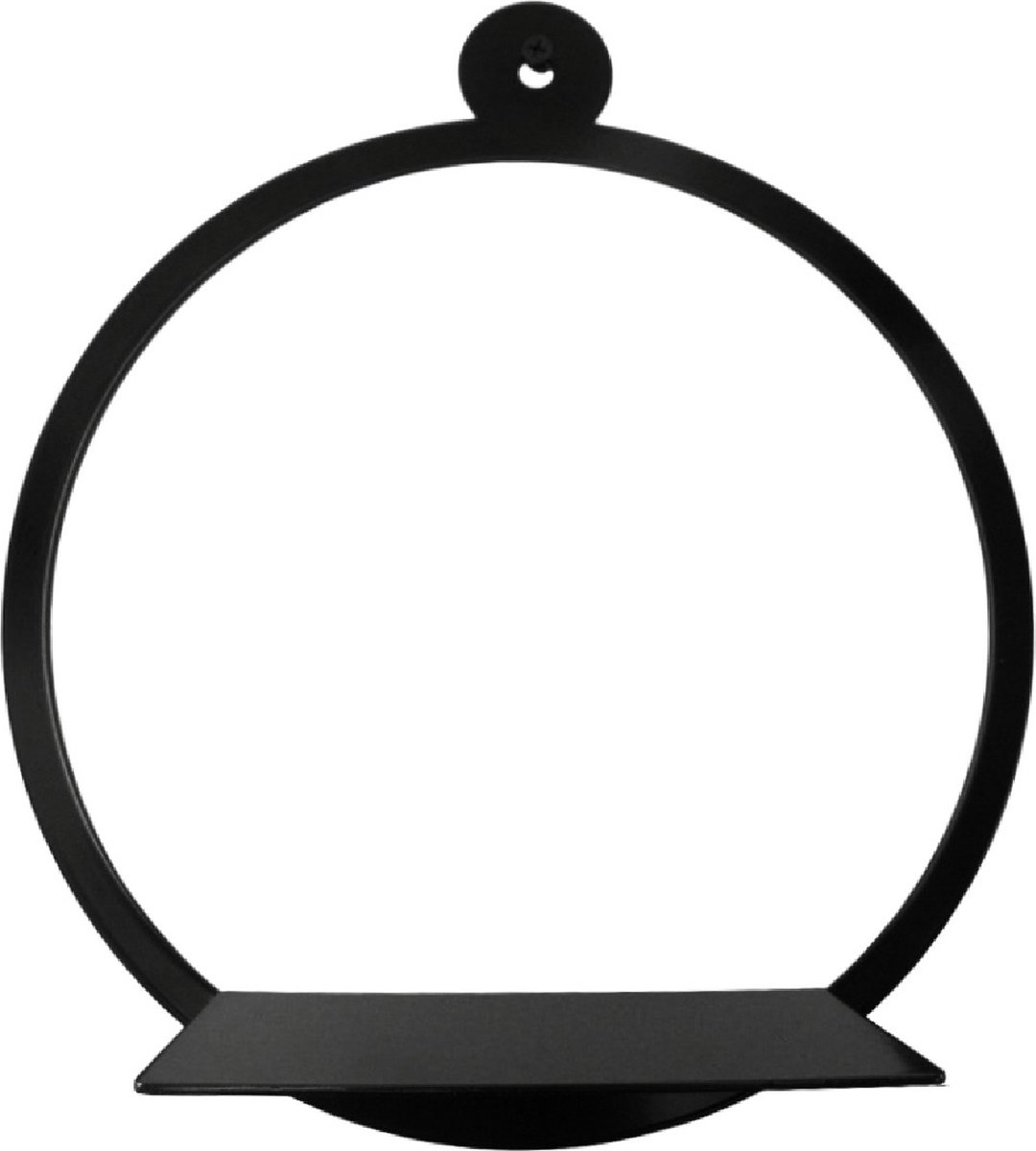 Muurhanger met plateau van 2mm gepoedercoat staal -Trendy mat zwart - doorsnee 28cm