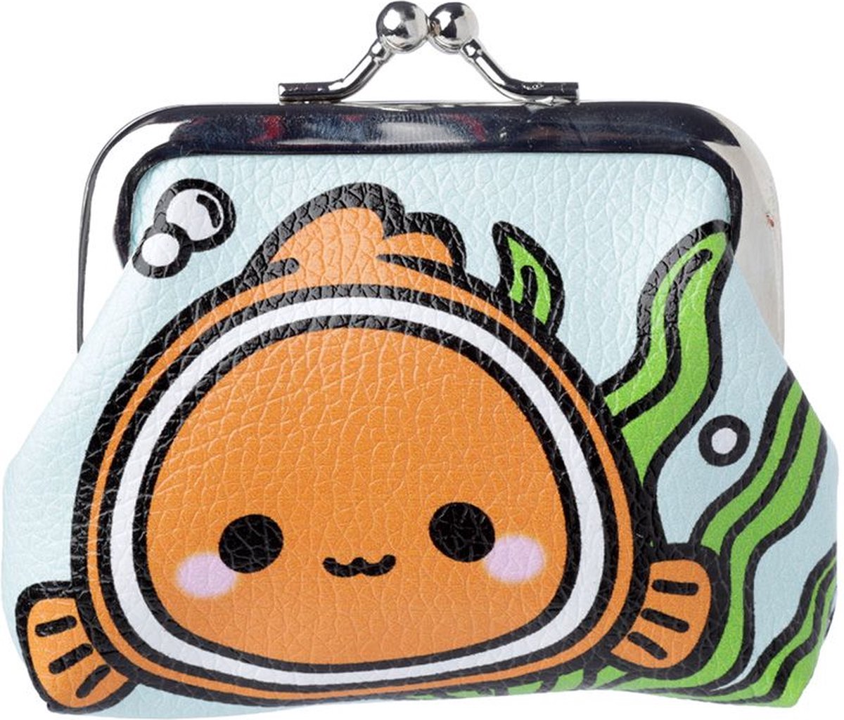 "Adoramals Sealife Tic Tac Purse Portemonnee Lila - Compact 9x8x1.5 cm - Leuke Dieren Portemonnee voor Kinderen"