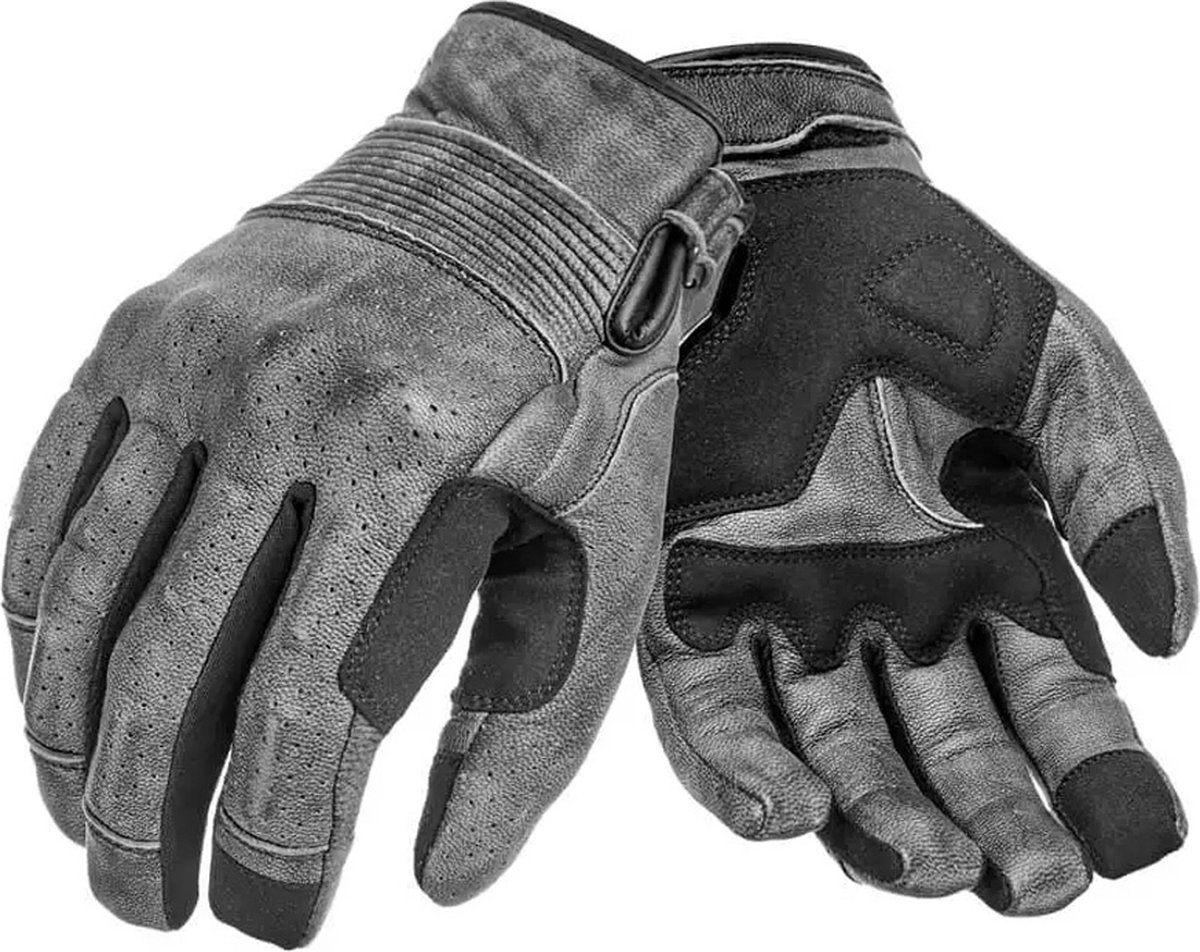 Pando Moto Onyx Grey Leather Motorcycle Gloves S - Maat S - Handschoen