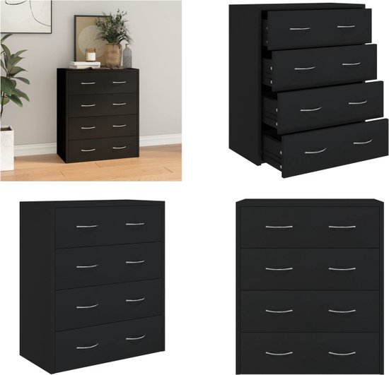 vidaXL Dressoir met 4 lades 60x30,5x71 cm hoogglans wit, kast, opbergkast, bijzetkast, wandkast, houten kast, opslagkast, kasten, wandkasten