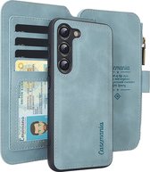 Bookcase hoesje Samsung Galaxy S24+ - CaseMe - Plain Aqua - Faux Cuir - Portefeuille avec 11 emplacements pour cartes et poche zippée