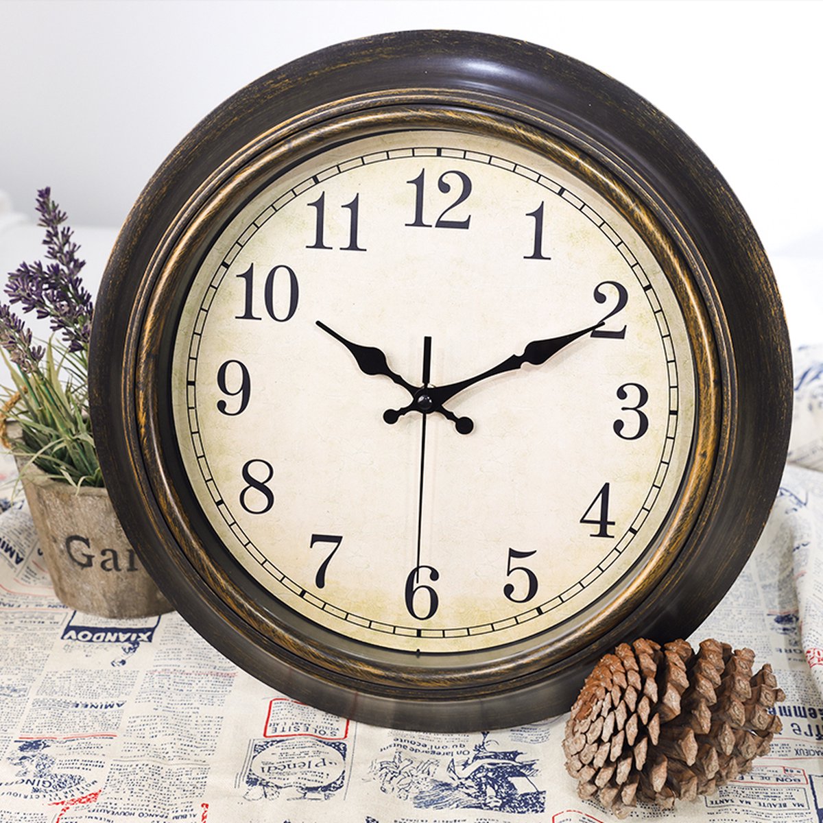 Kreative Feder Designer wandklok Coffee II hout 40x27cm in