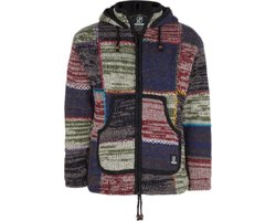 Gebreid Wollen Heren/Uni Vest van Schapenwol met Polyester Fleece voering en afneembare capuchon - SHAKALOHA - M Patch ZH FadeMulti 3XL