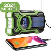 ViveLux® Noodradio - Powerbank 5000 mAh - Solar Opwindbaar - SOS Alarm - USB-C Kabel - Zaklamp - Bluetooth - Groen
