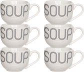 Cosy & Trendy Bols/Bols à soupe pour dessert/petit déjeuner - 6x - Céramique - D11 x 8 cm - blanc - avec anse