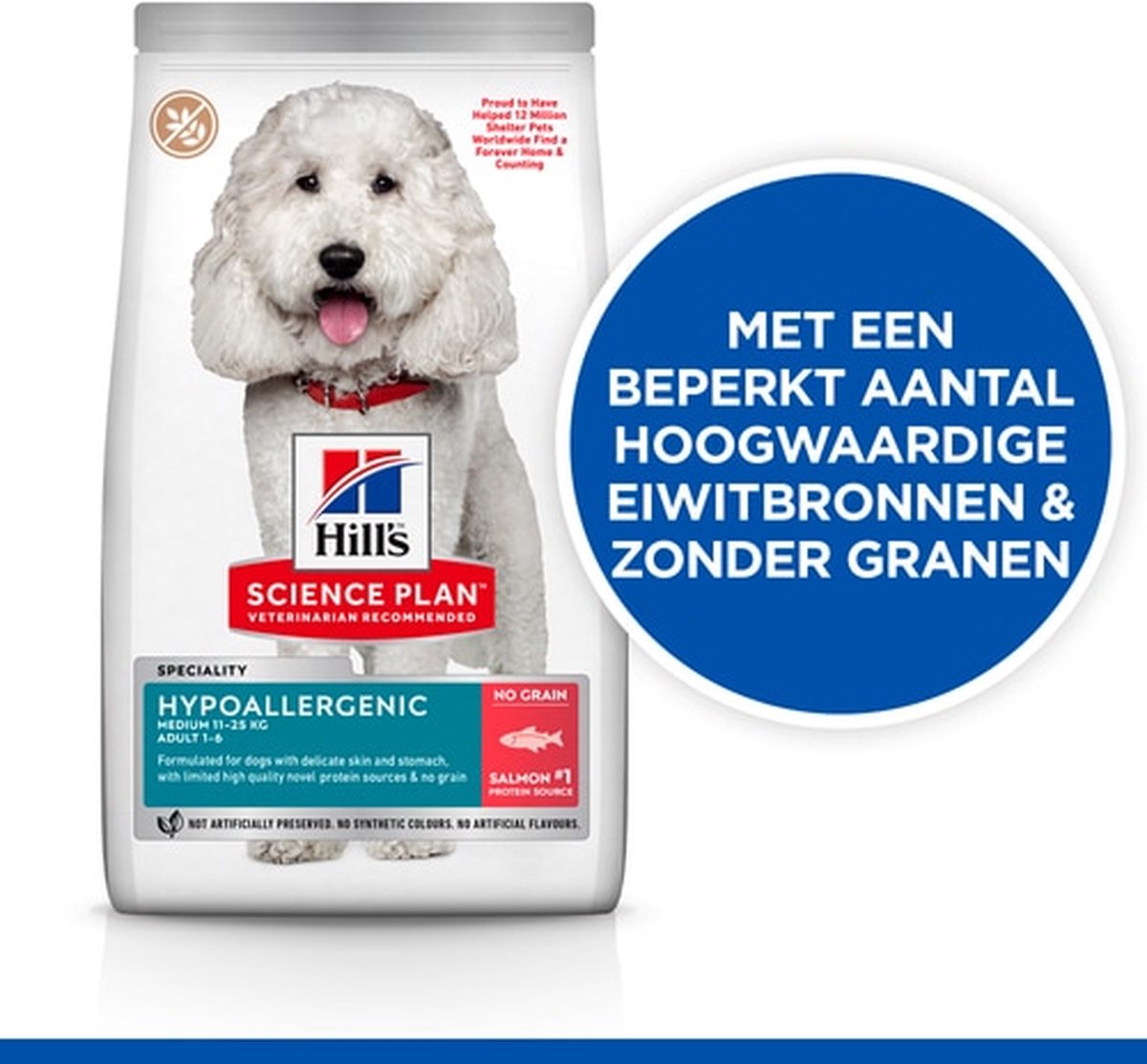 4x Hill's Science Plan Adult Hypoallergenic Medium met zalm 2,5 kg thumbnail 3
