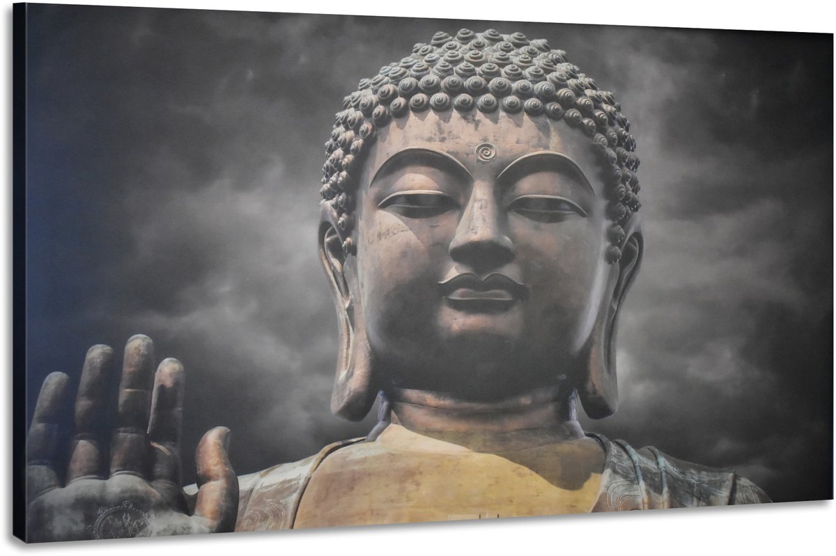 karo-art Schilderij -Boeddha, de Verlichting, 100x70cm. premium print Multikleur