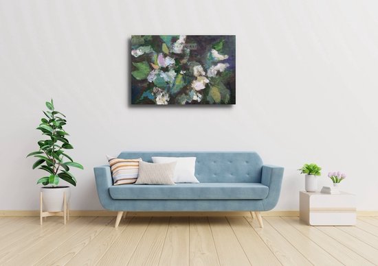 Peinture - Fleurs de printemps, peinture à l'huile imprimée sur toile