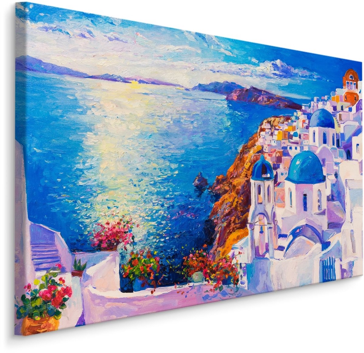 karo-art Schilderij - Griekse zee, blauw, premium print Multikleur