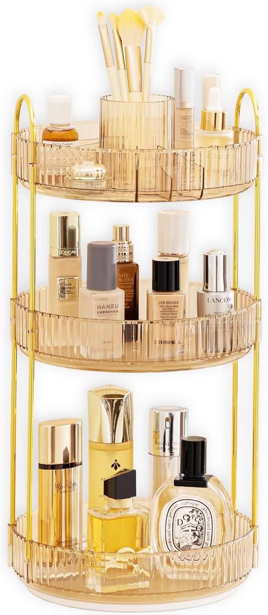 Goedkoopste 360° draaibare cosmetische organizer 3 niveaus make-up organizer badkamer make-up organizer opbergdoos desktop voor slaapkamer borstel lippenstift huidverzorging organizer goud