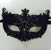New Age Devi - "Masque Princesse Venetië - Demi-Visage - Paillettes et Dentelle de Fox - Fête d'Halloween et de Noël - Ball Masqué - Performance - Zwart"