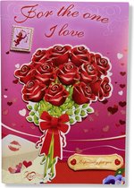 Carte de Saint Valentin 3D de Luxe XXL roses - 18,5x26,5 cm - Avec enveloppe colorée